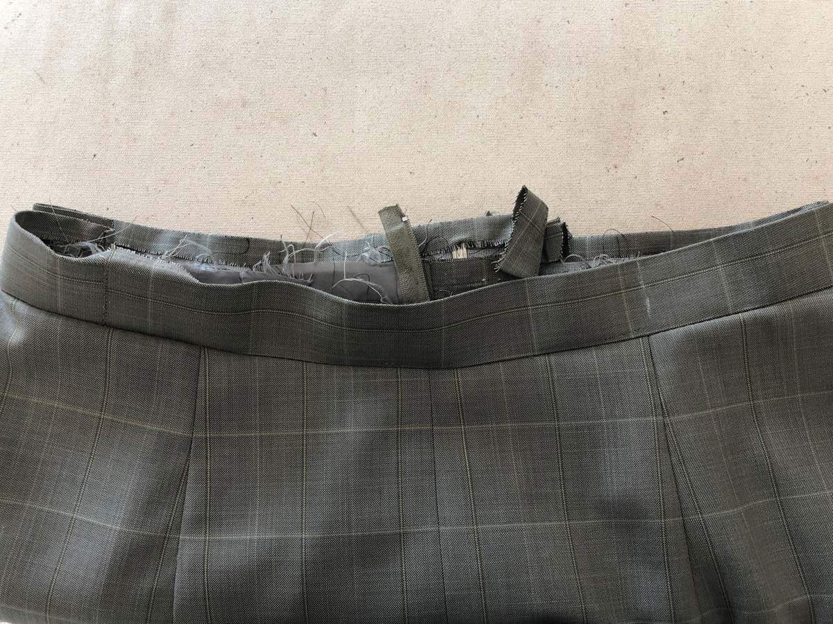 Waistband skirt front made from men's suit pants