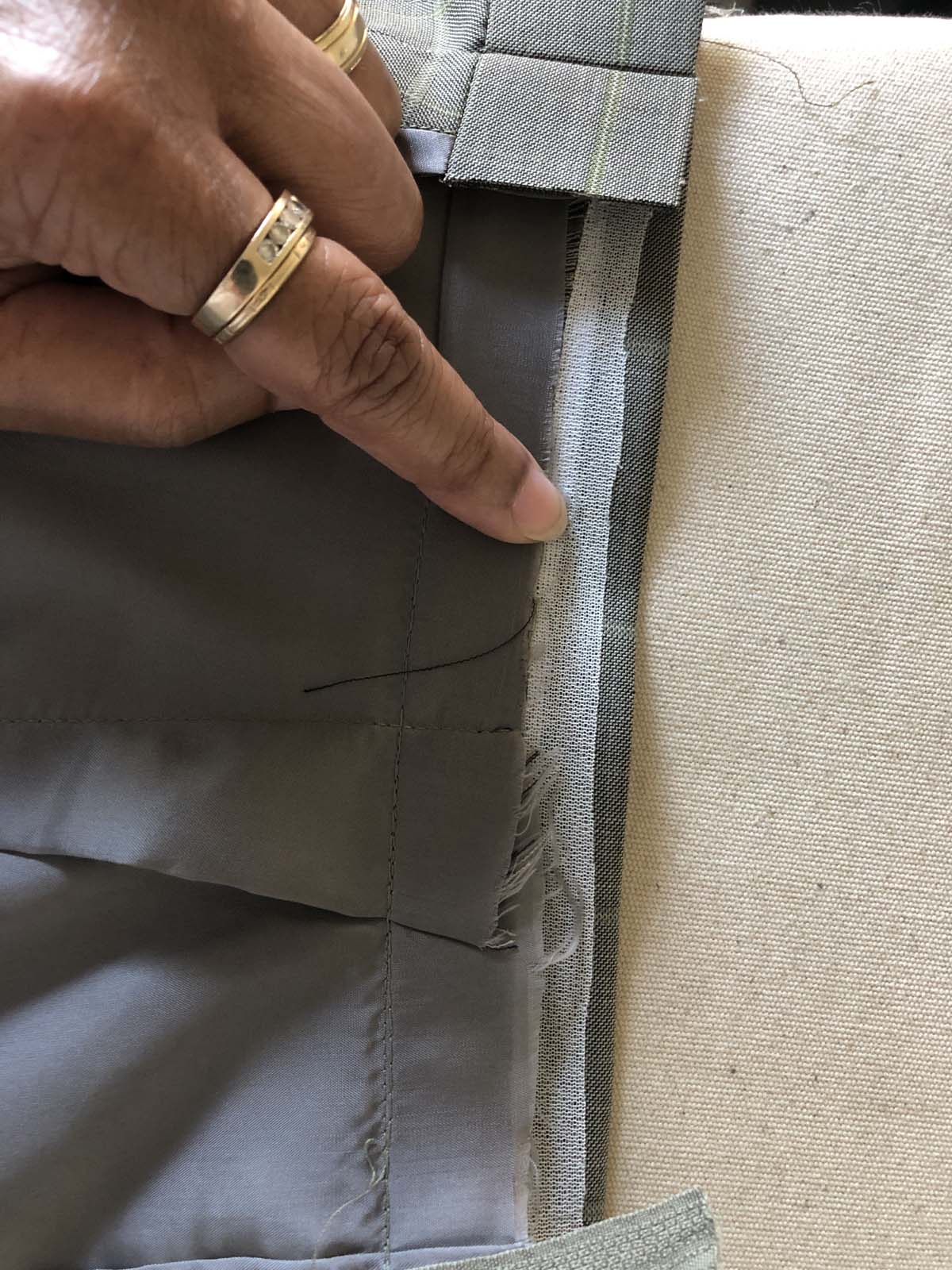 Fusible stay tape holds the raw edge in place