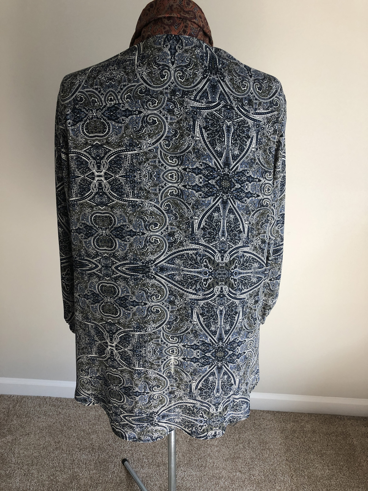 Finished upcycled paisley blouse back