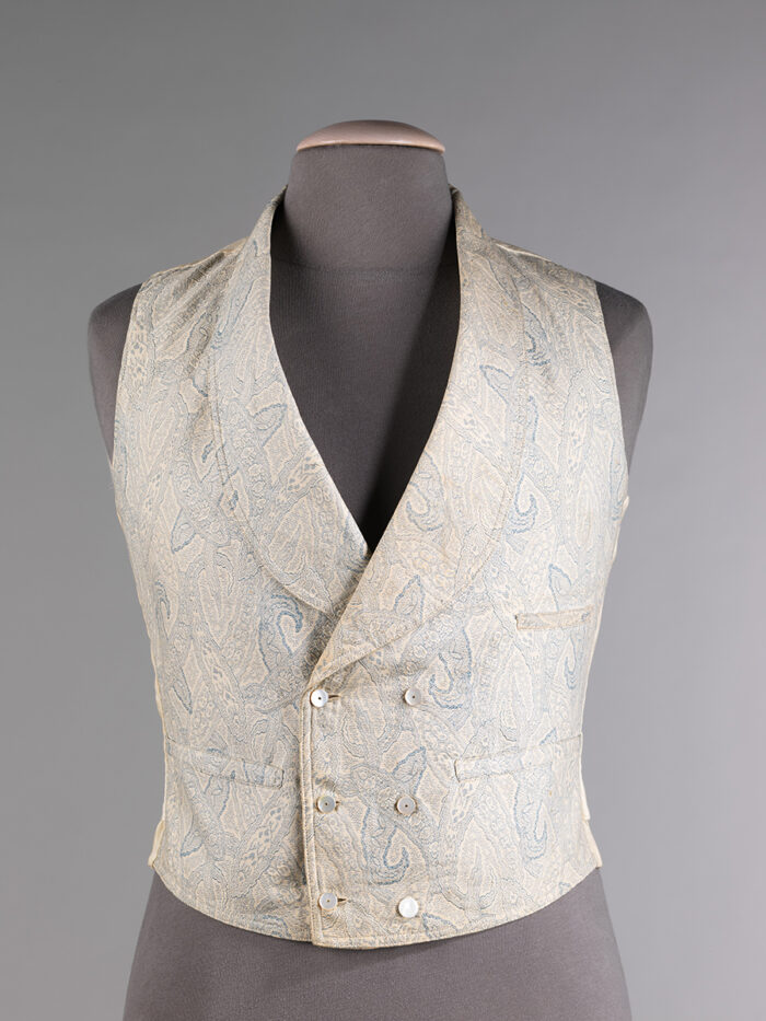 Cotton paisley waistcoat, or vest, American, 1860-1869.