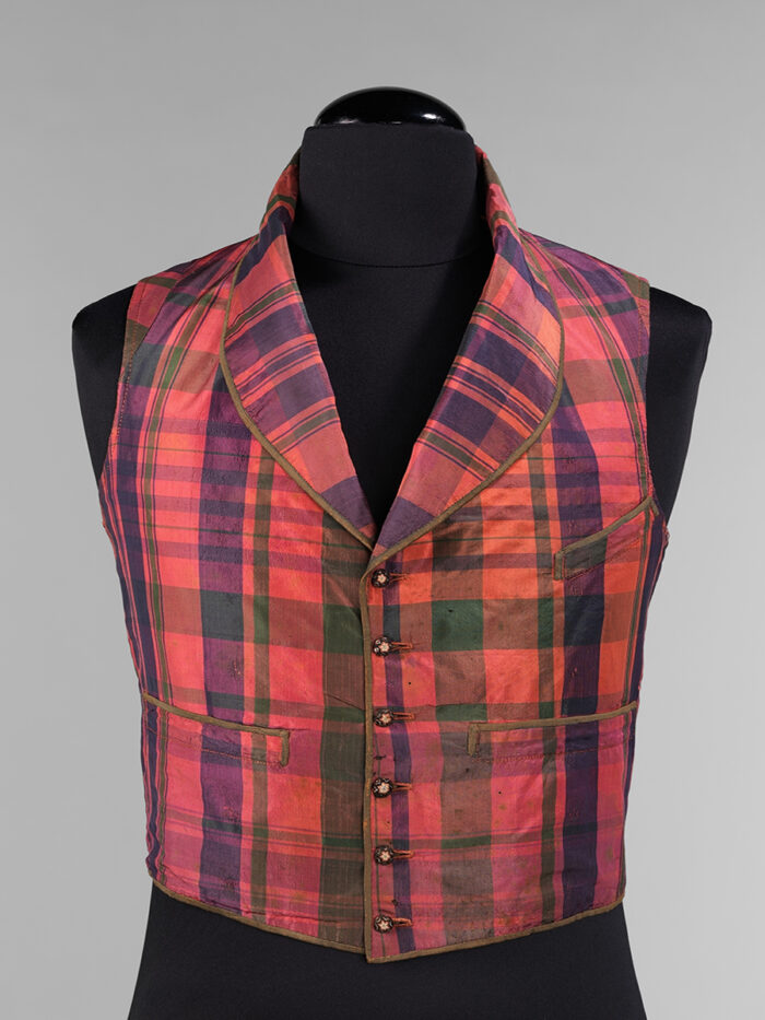 Plaid silk waistcoat, or vest from the 1850s 
