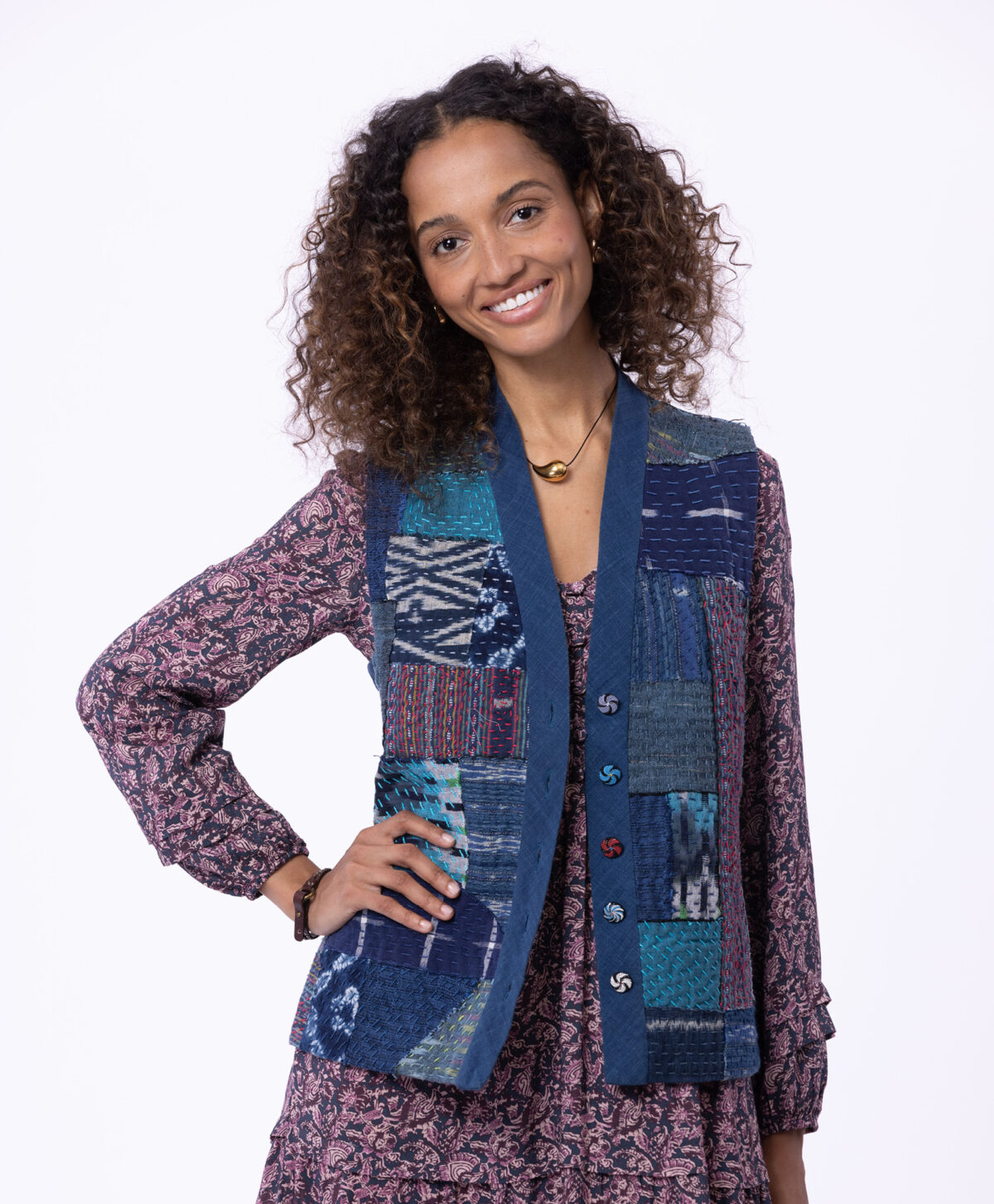 Boro Stitching Web Extra Vest Front