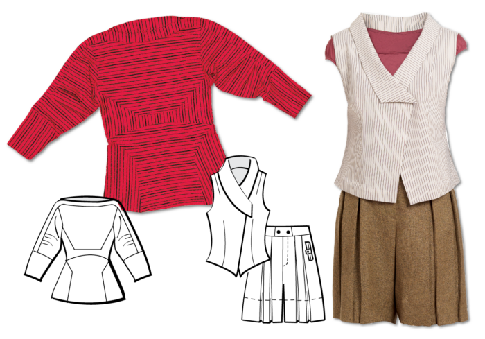 Vogue 1109 knit top and Vogue 1184 vest and shorts