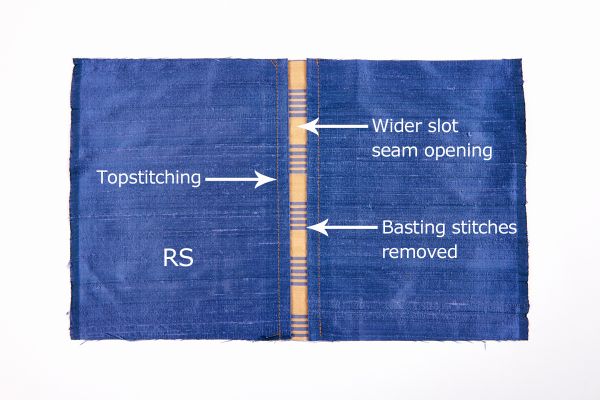 Remove the slot seam basting stitches from the right side.