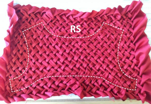 Stitched smocked piece Smocked piece with muslin underneath