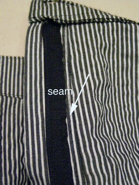 fly front closure seam sample