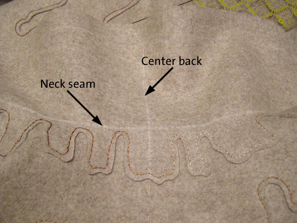 center back and neck seam