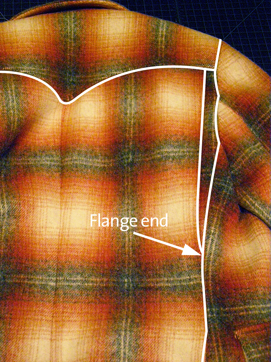 action back vintage jacket flange pleat outline