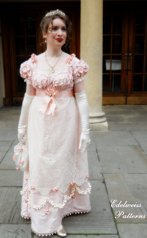 hand-sewn regency gown
