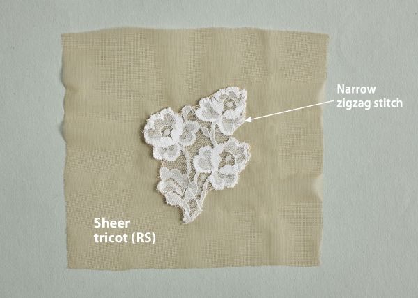 Sew lace to sheer tricot