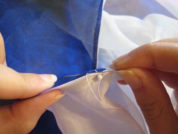 hand-sew back seam