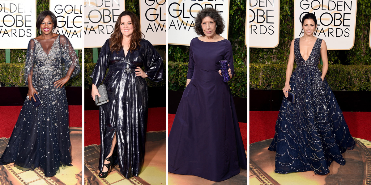 golden globes 2016 blue gowns