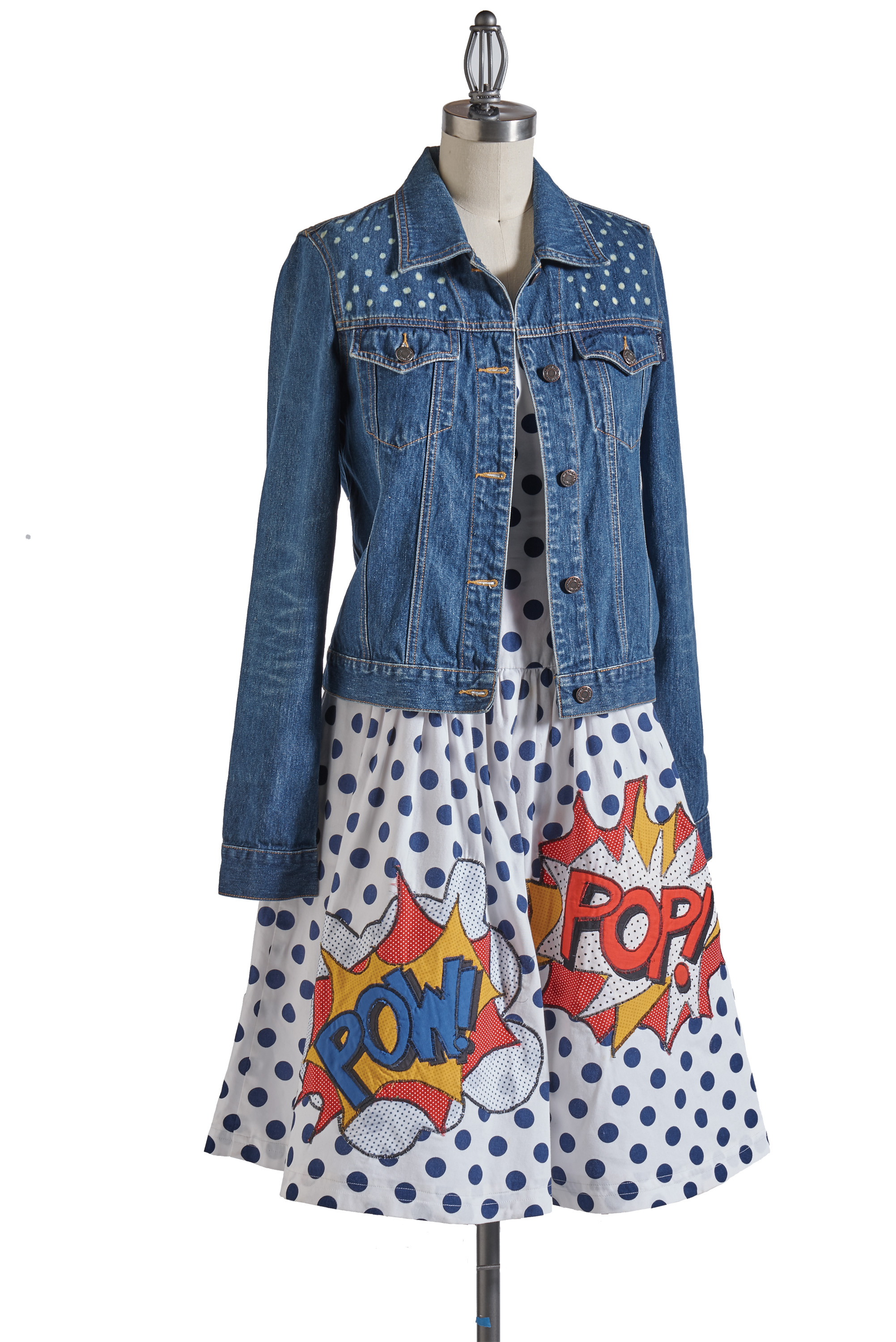 pop art dress jean jacket