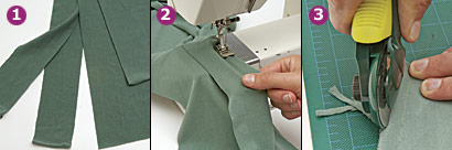 Bind the edge (steps 1-3)