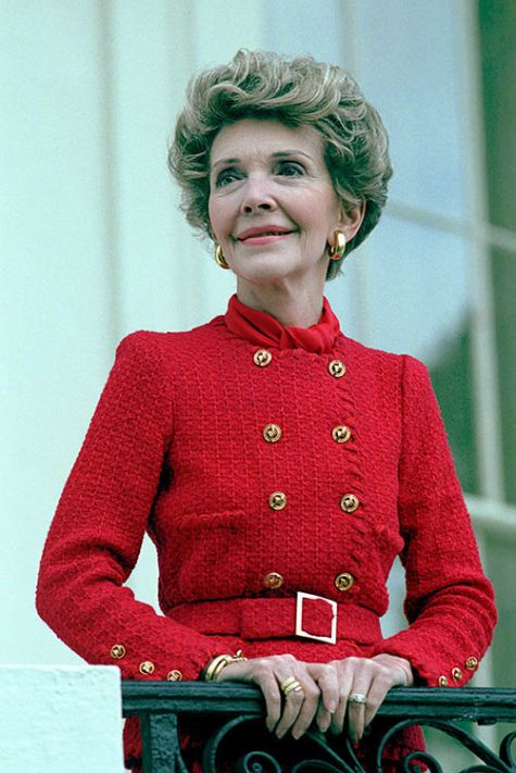 nancy reagan red gold buttons