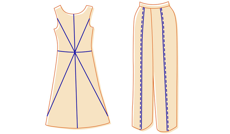 Center seam, sections